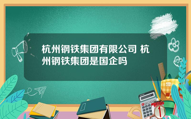 杭州钢铁集团有限公司 杭州钢铁集团是国企吗